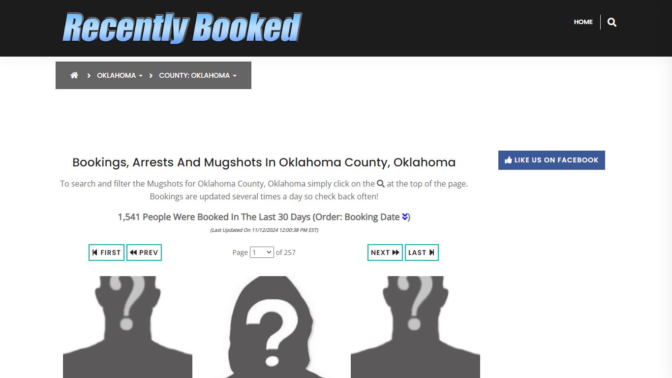 Bookings, Arrests and Mugshots in Oklahoma County, Oklahoma