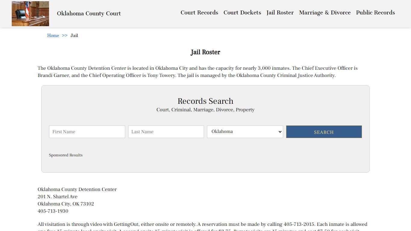 Jail Roster | Oklahoma County Court